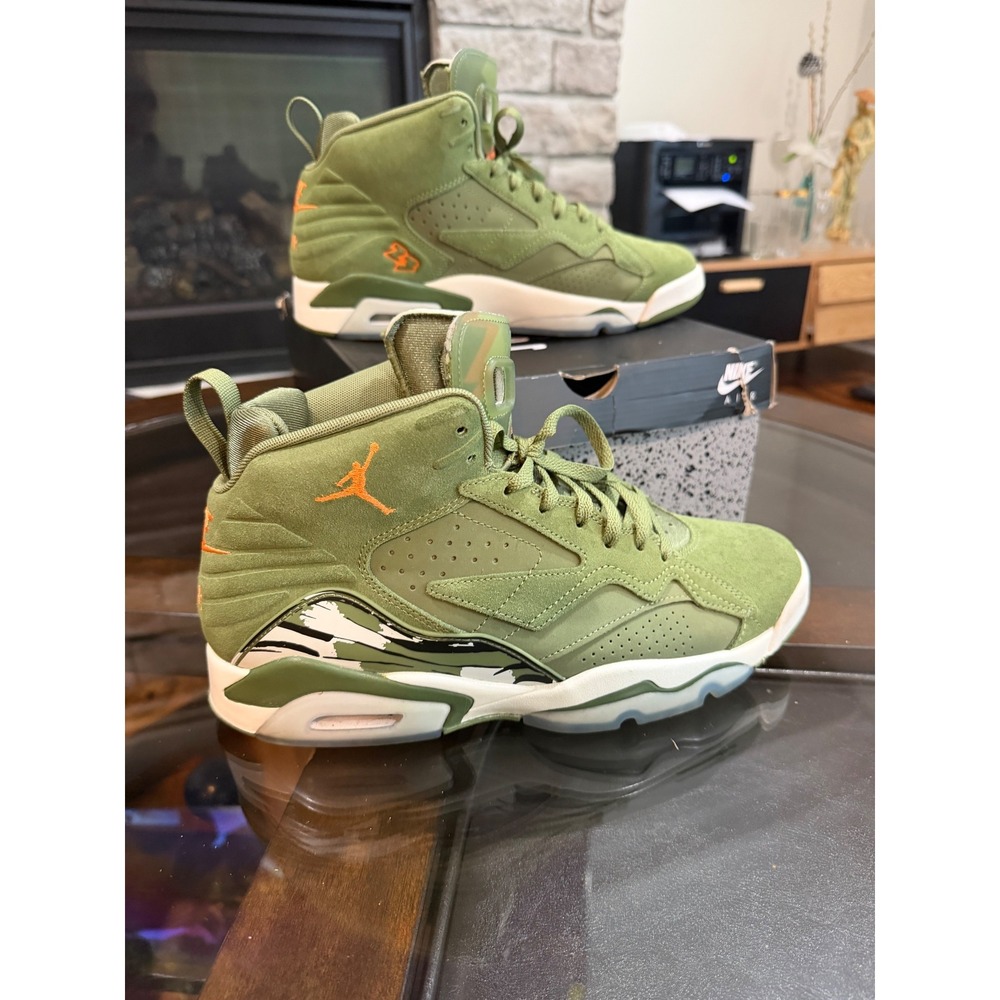 Jordan MVP Olive Canvas Orange Mens Basketball Shoes DZ4475-300 Size 10.5